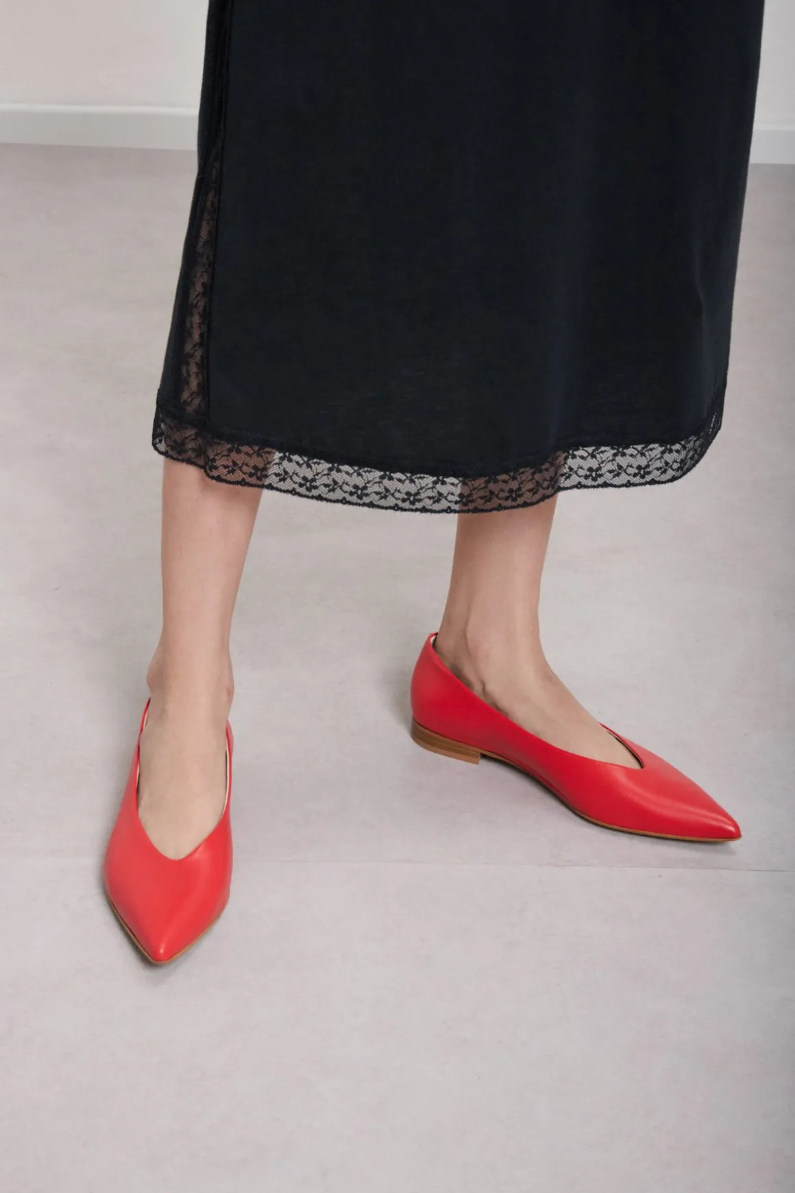 Ballerines pointues en cuir