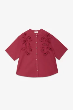 Blouse en coton avec broderie à oeillets