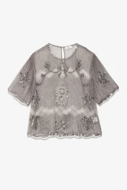 Blouse en tulle avec broderie