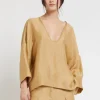 Blouse over size en lin effet satin