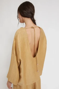 Blouse over size en lin effet satin
