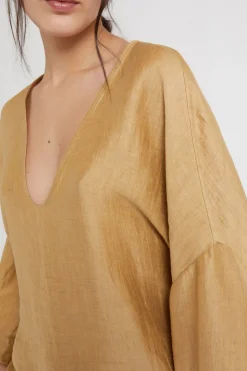 Blouse over size en lin effet satin