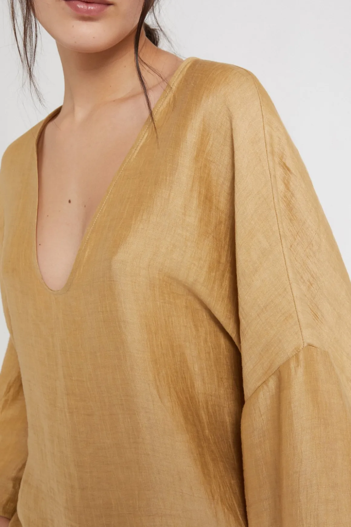 Blouse over size en lin effet satin