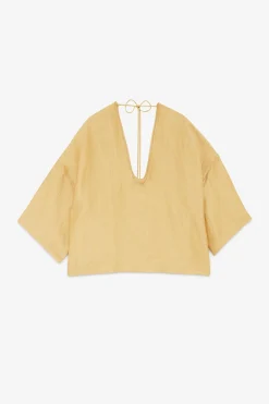 Blouse over size en lin effet satin