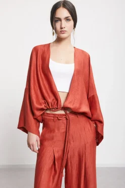 Cardigan en lin effet satin