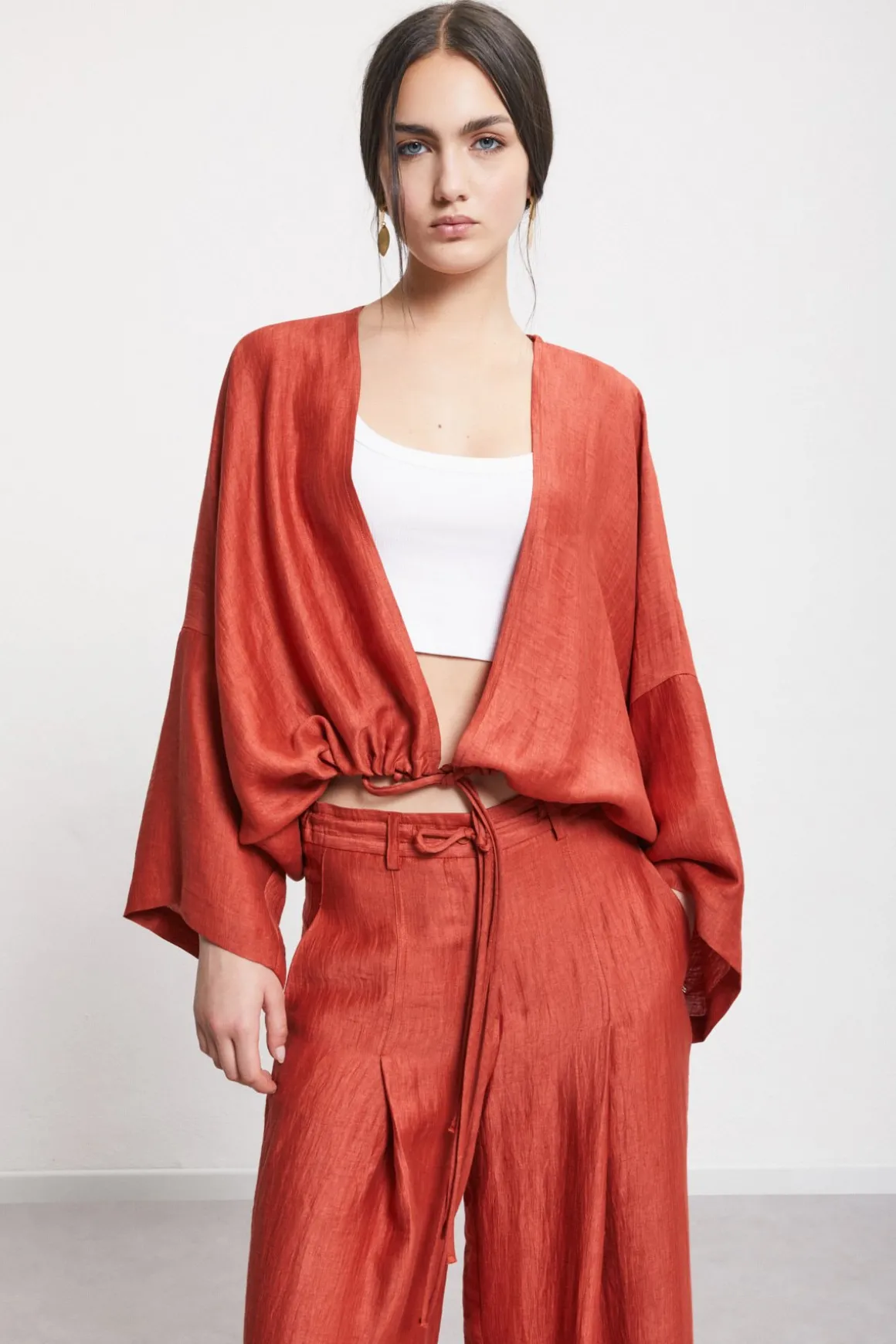 Cardigan en lin effet satin
