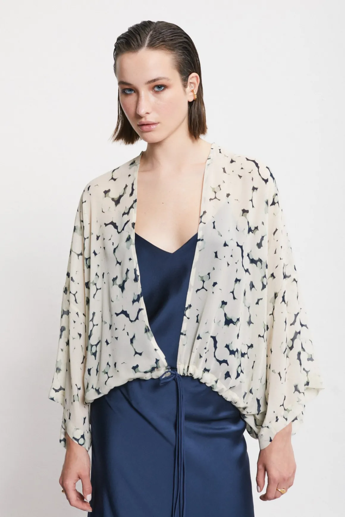 Cardigan en viscose avec lacet coulissant