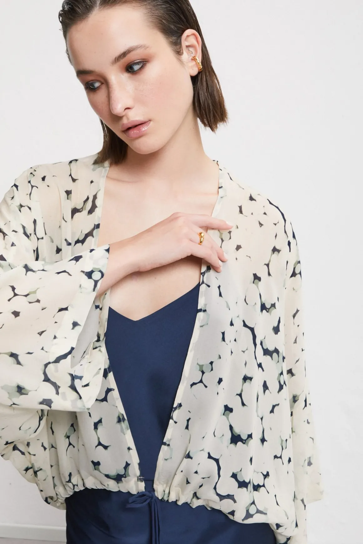 Cardigan en viscose avec lacet coulissant