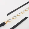 Ceinture fine en cuir avec cristaux