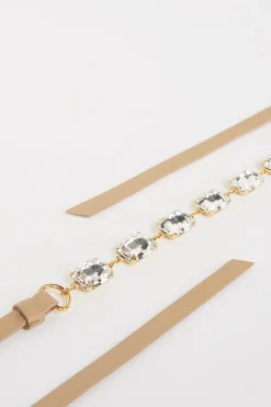 Ceinture fine en cuir avec cristaux