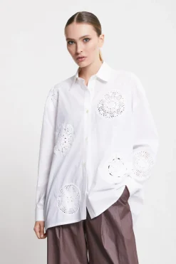Chemisier en coton avec applications au crochet