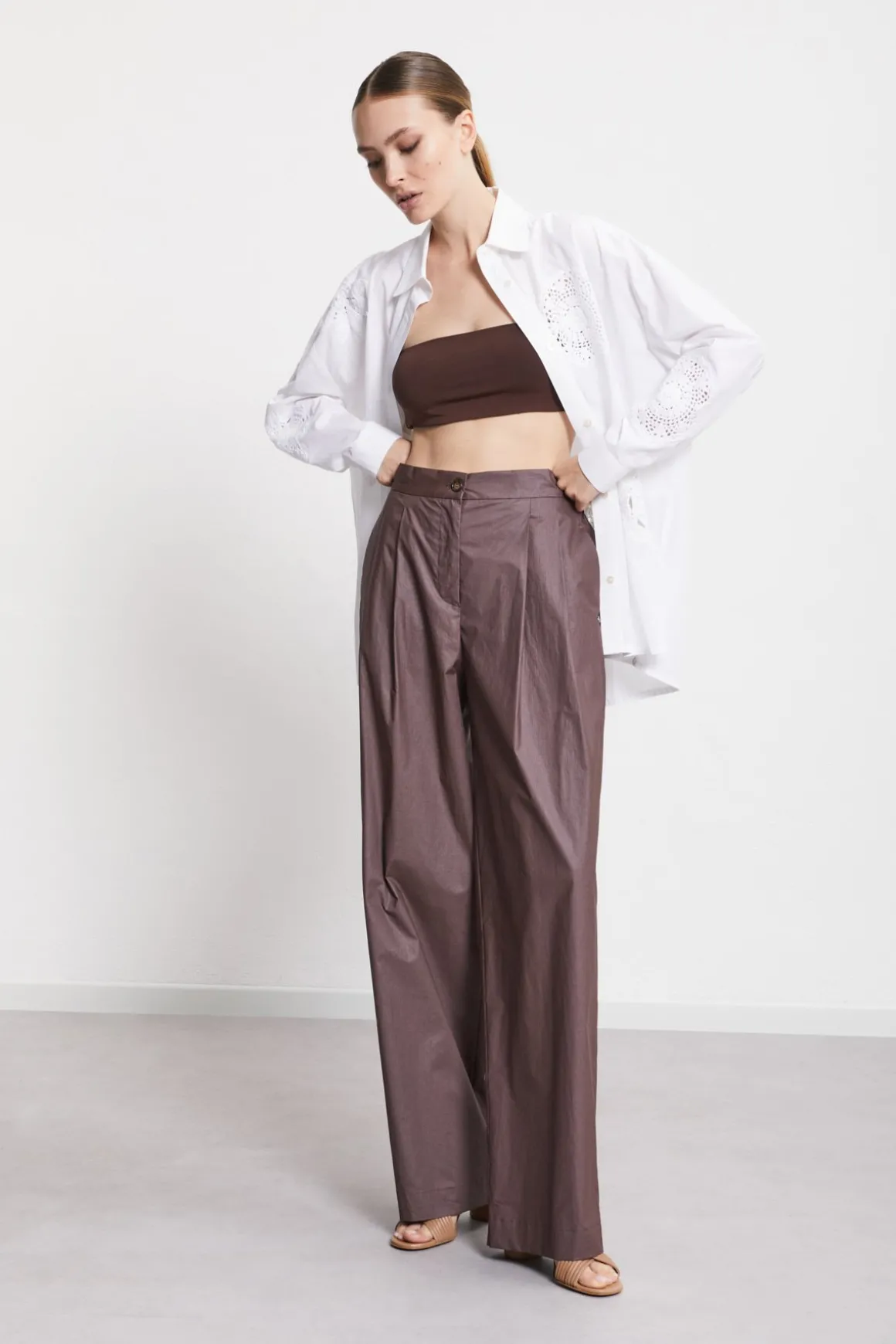 Chemisier en coton avec applications au crochet