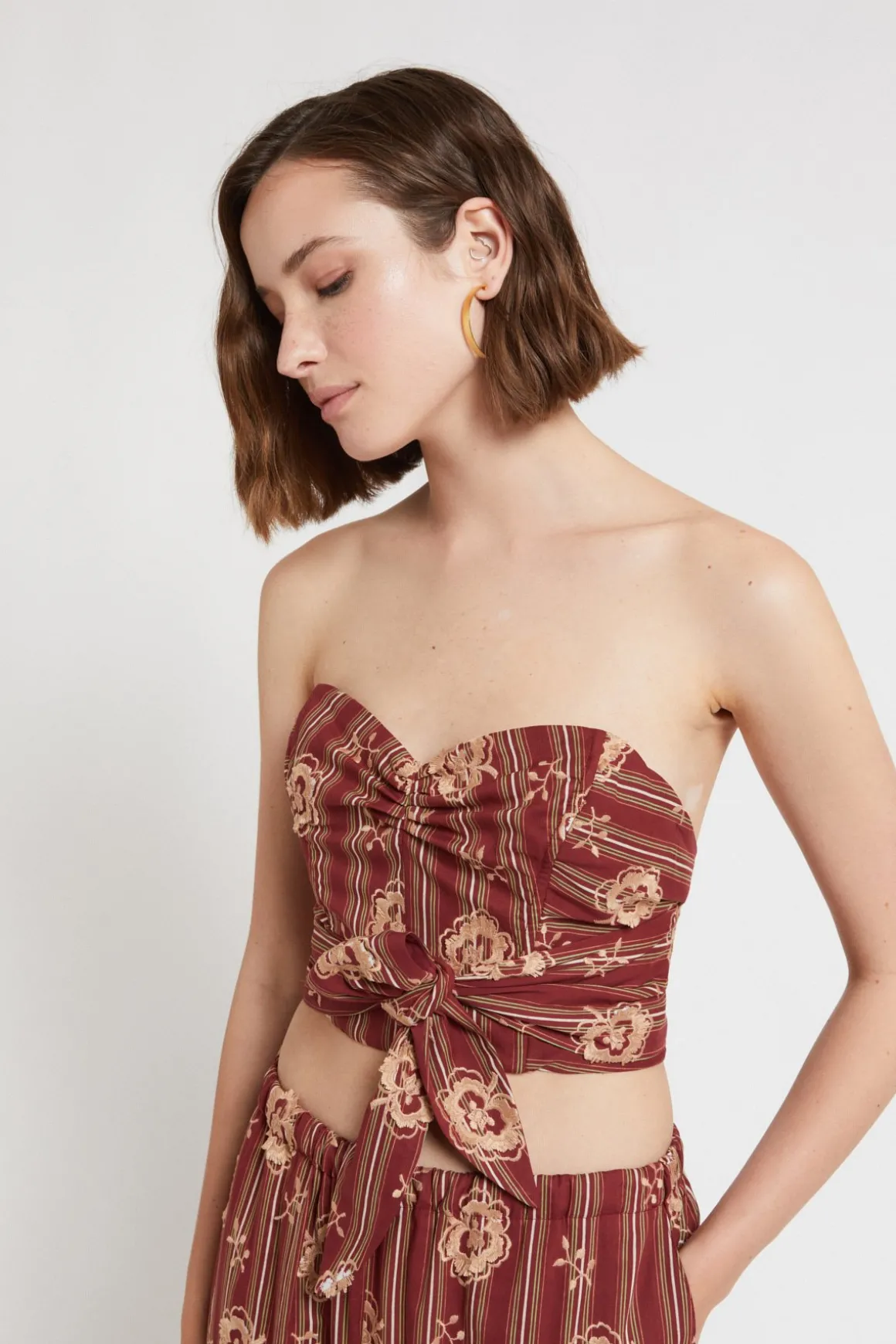 Corset à rayures en mosseline de coton