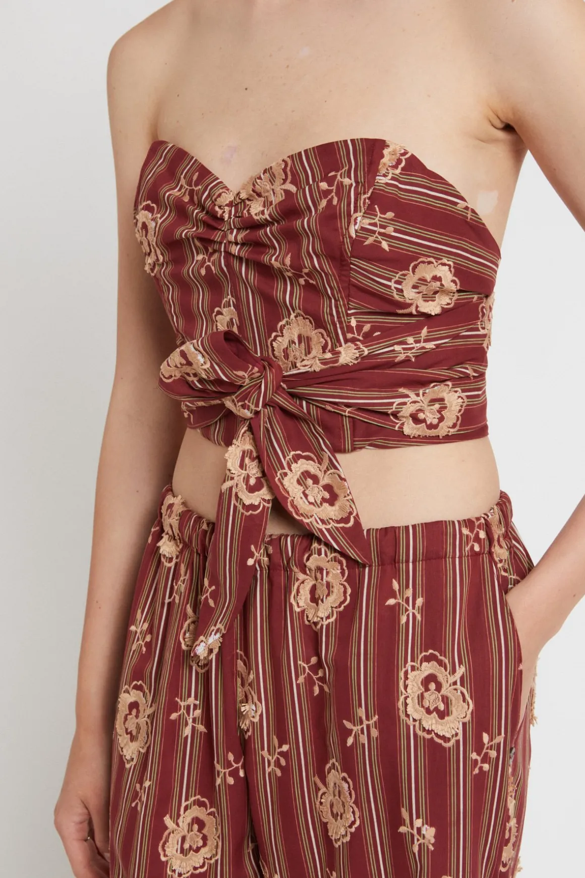 Corset à rayures en mosseline de coton