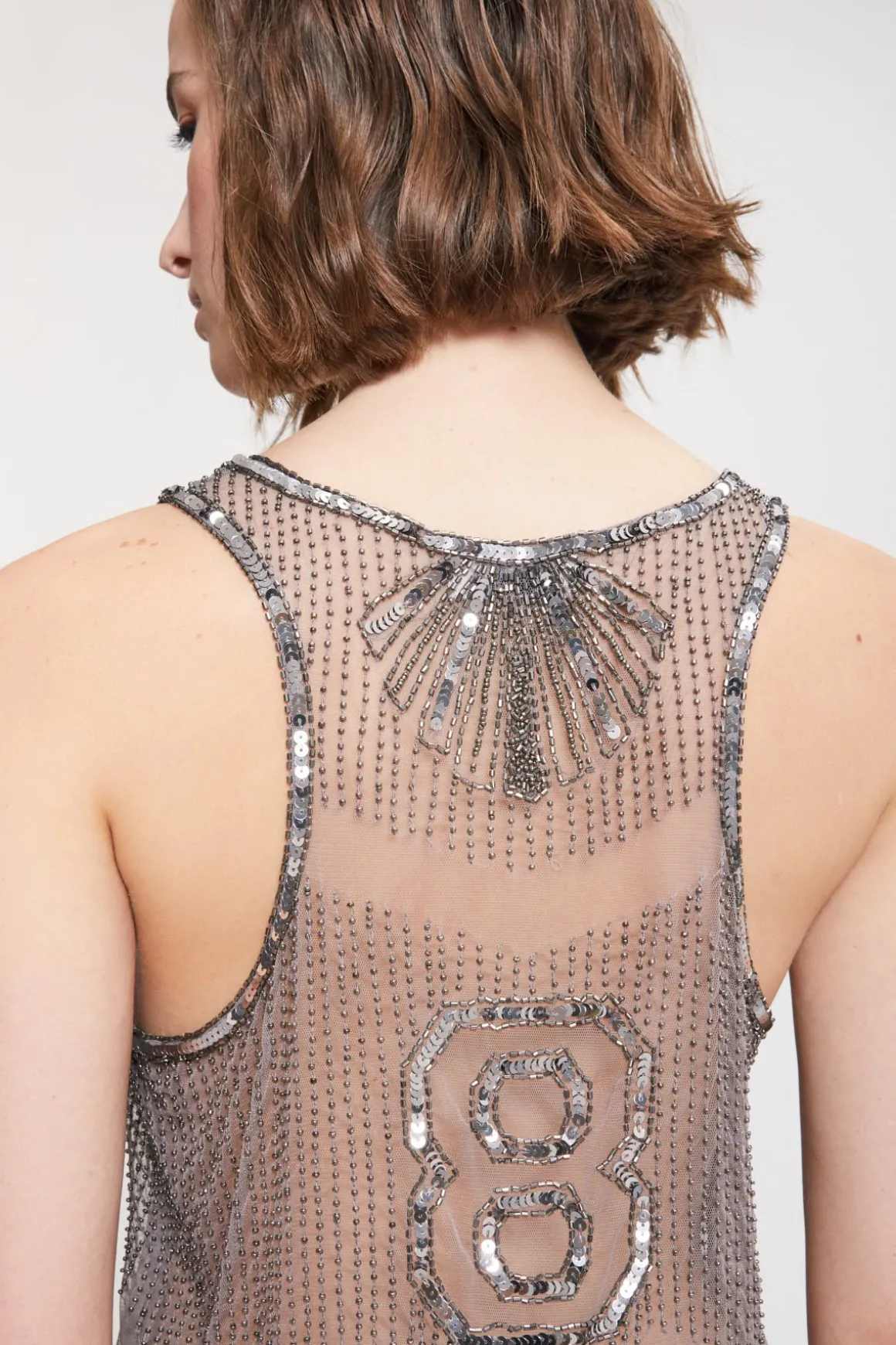 Débardeur en tulle avec broderie