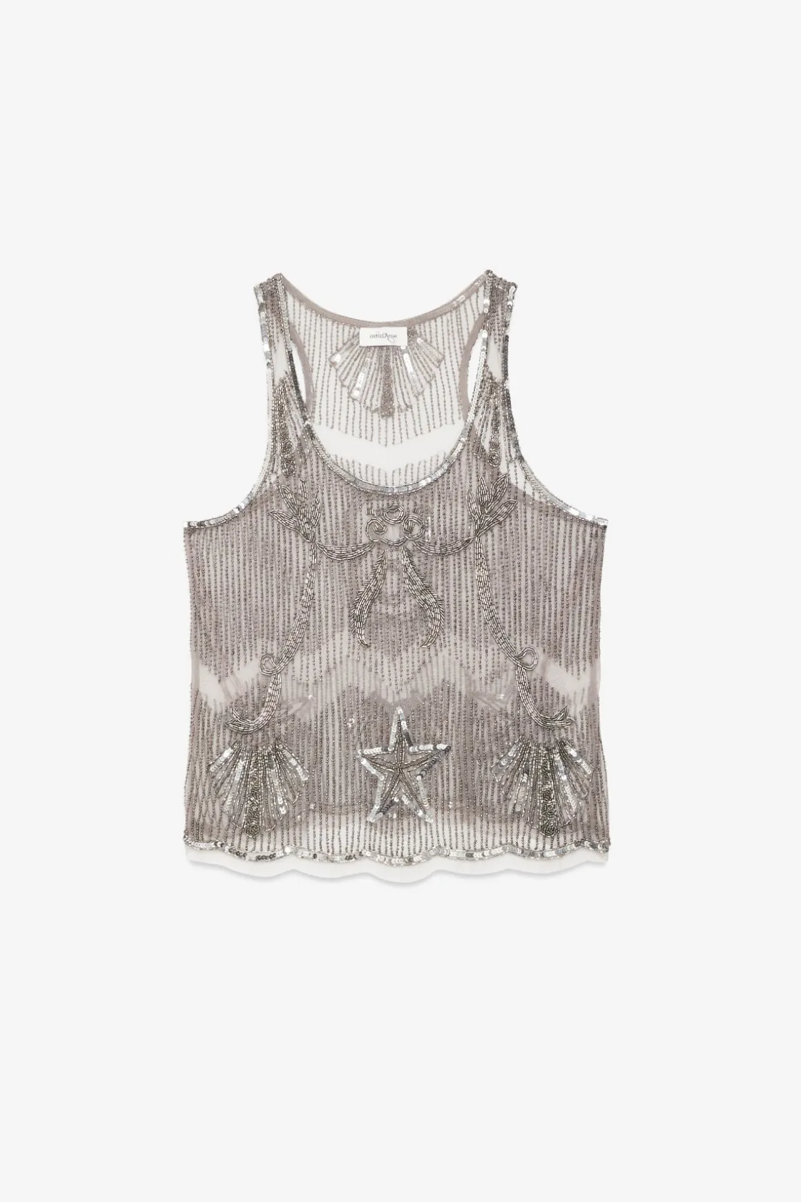 Débardeur en tulle avec broderie