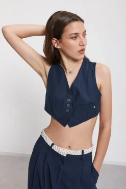 Gilet en lin tissu double