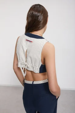 Gilet en lin tissu double
