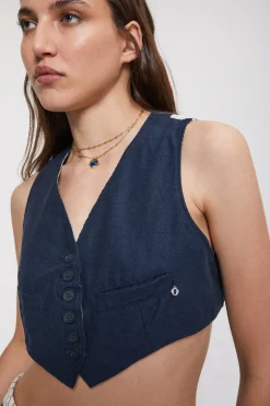 Gilet en lin tissu double