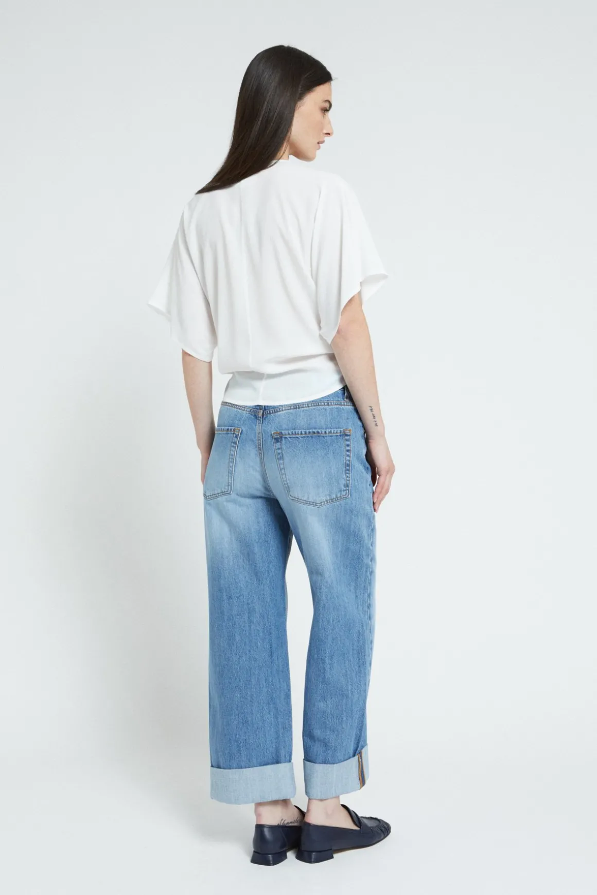 Jean Baggy Cuffed Crop