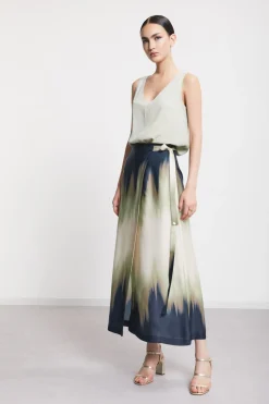 Jupe longue en viscose imprimée