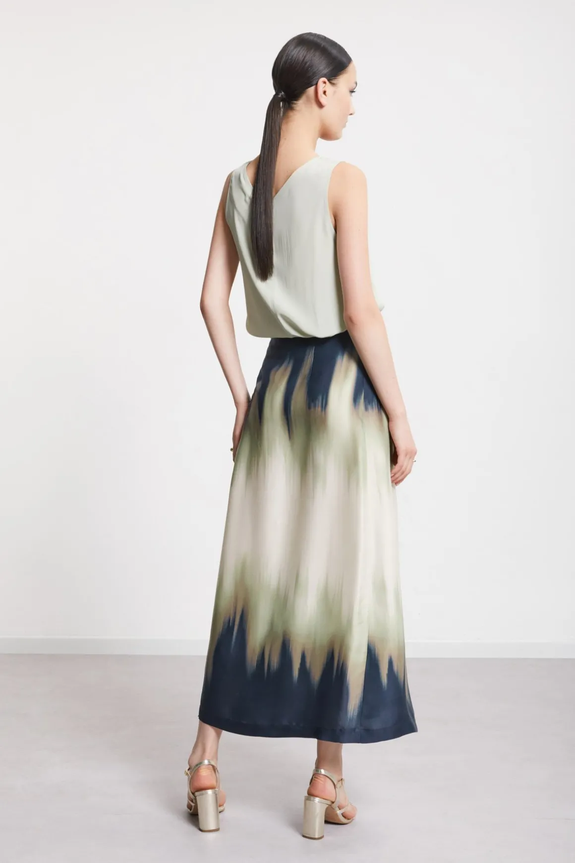 Jupe longue en viscose imprimée