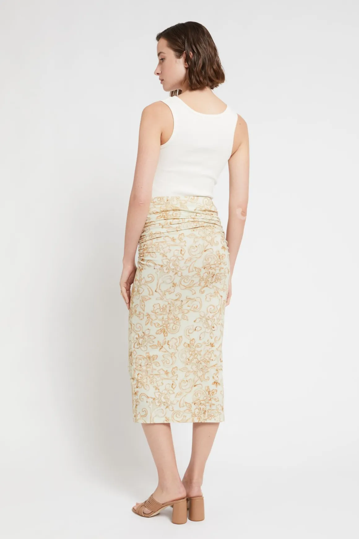 Jupe midi en jersey de coton imprimé
