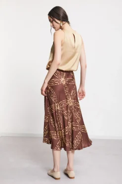 Jupe midi en satin de viscose