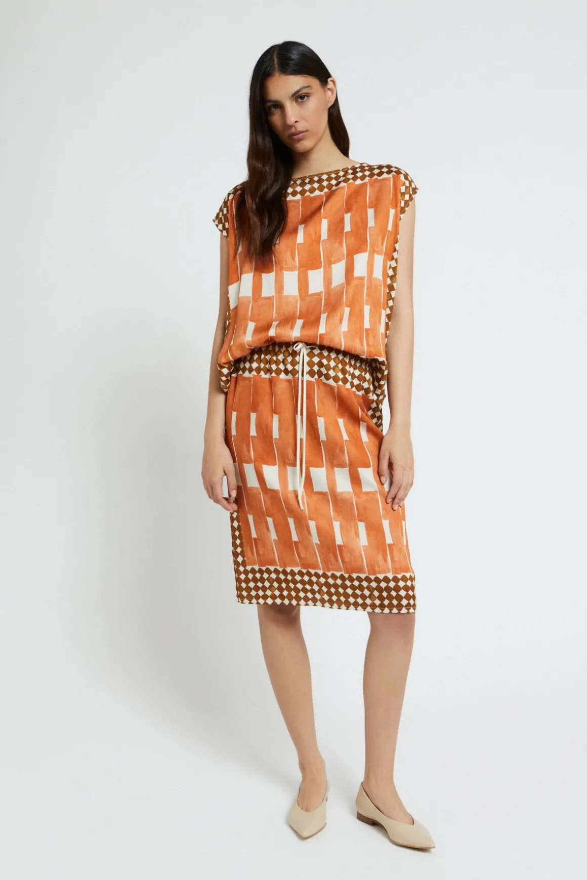Jupe midi en viscose