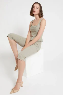 Pantalon capri en bengaline de coton