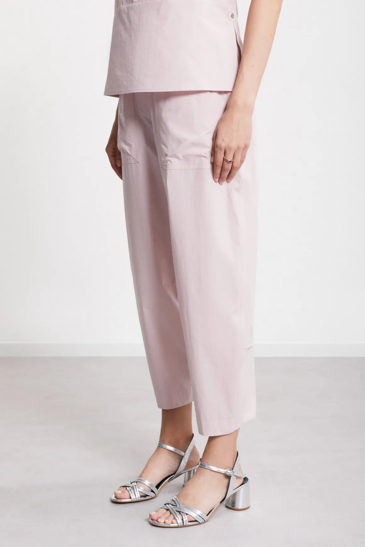 Pantalon carotte fit en popeline