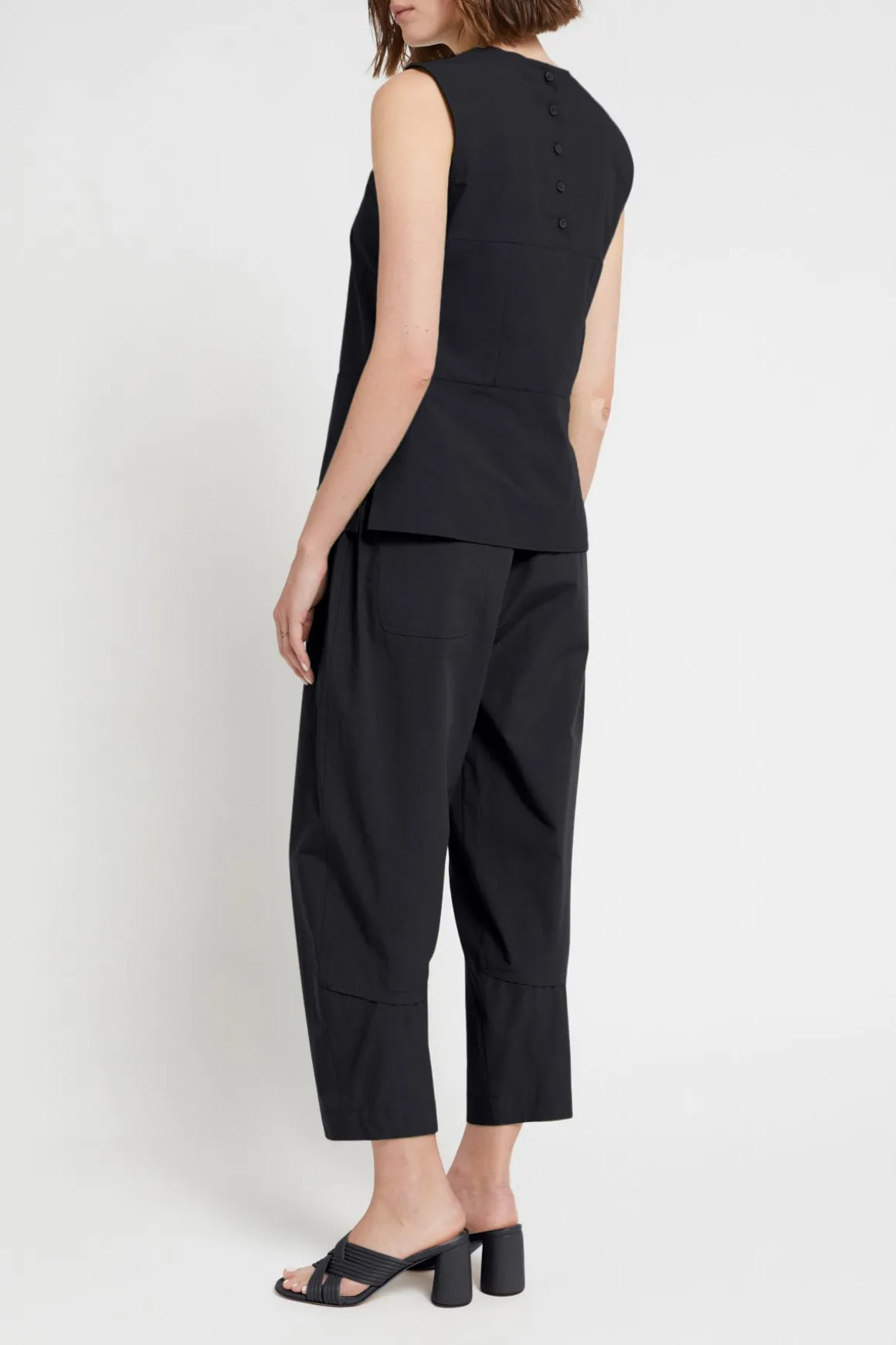 Pantalon carotte fit en popeline