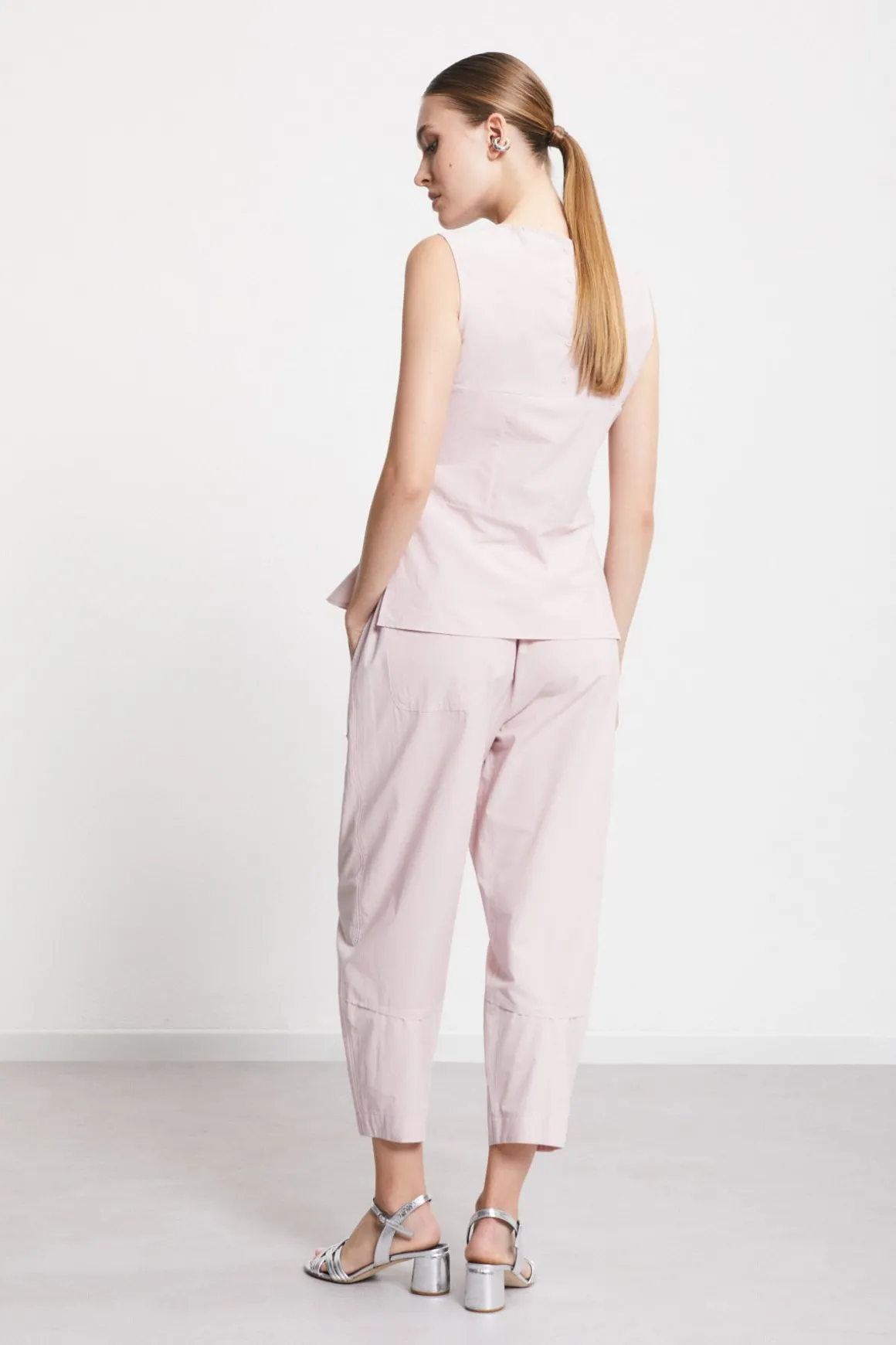 Pantalon carotte fit en popeline