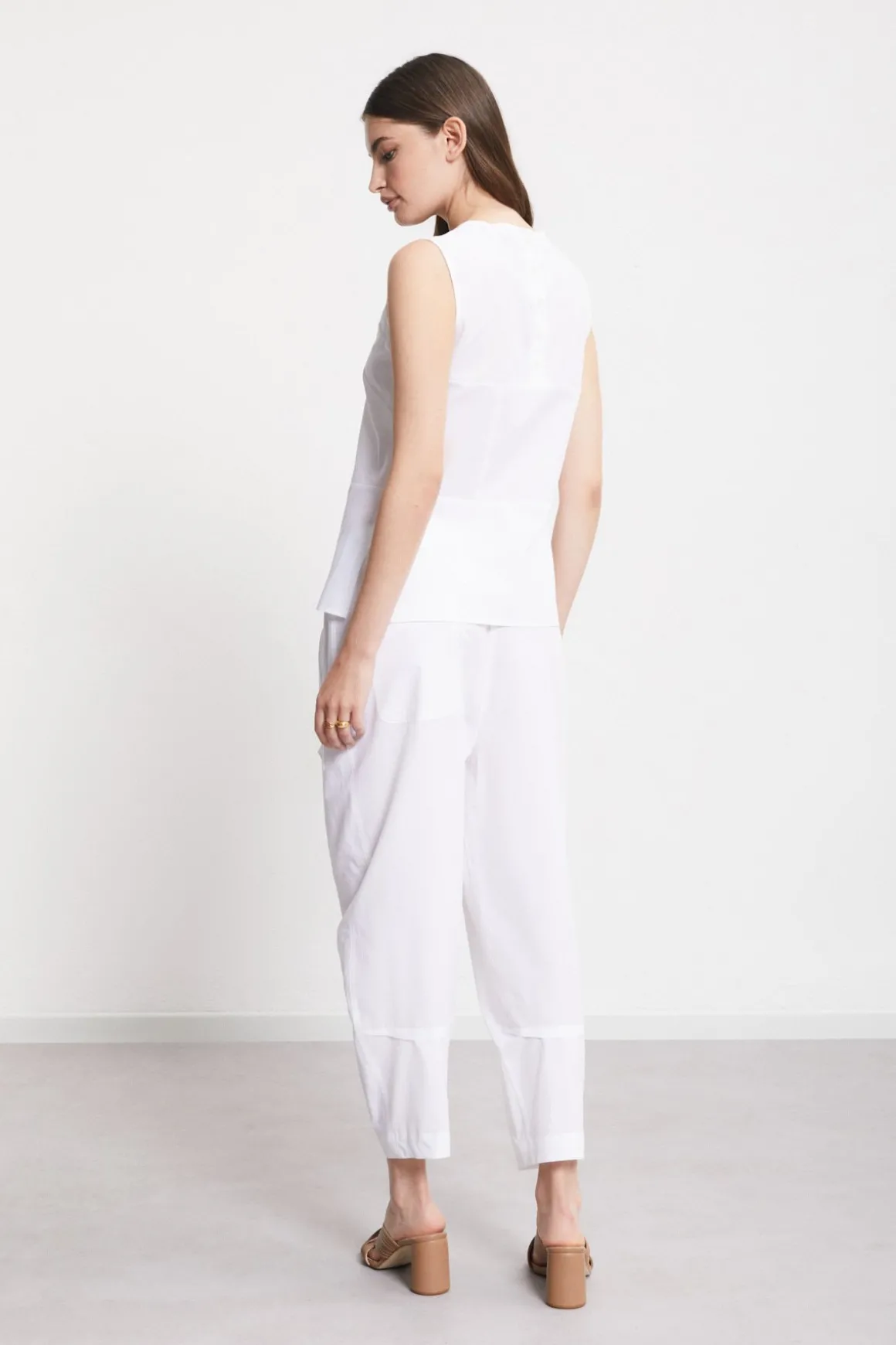 Pantalon carotte fit en popeline