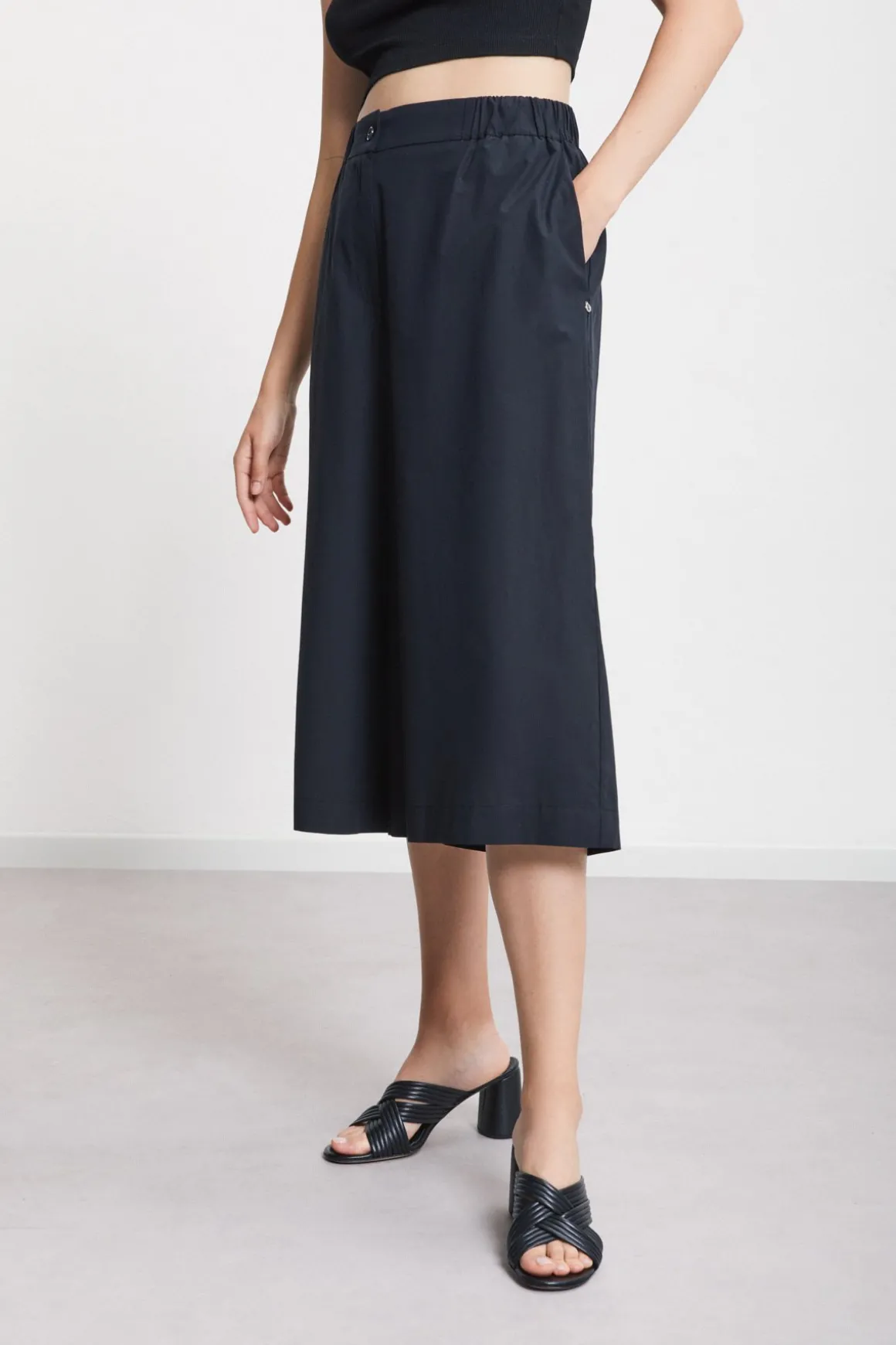 Pantalon cropped en popeline