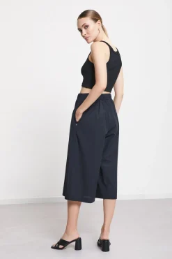Pantalon cropped en popeline