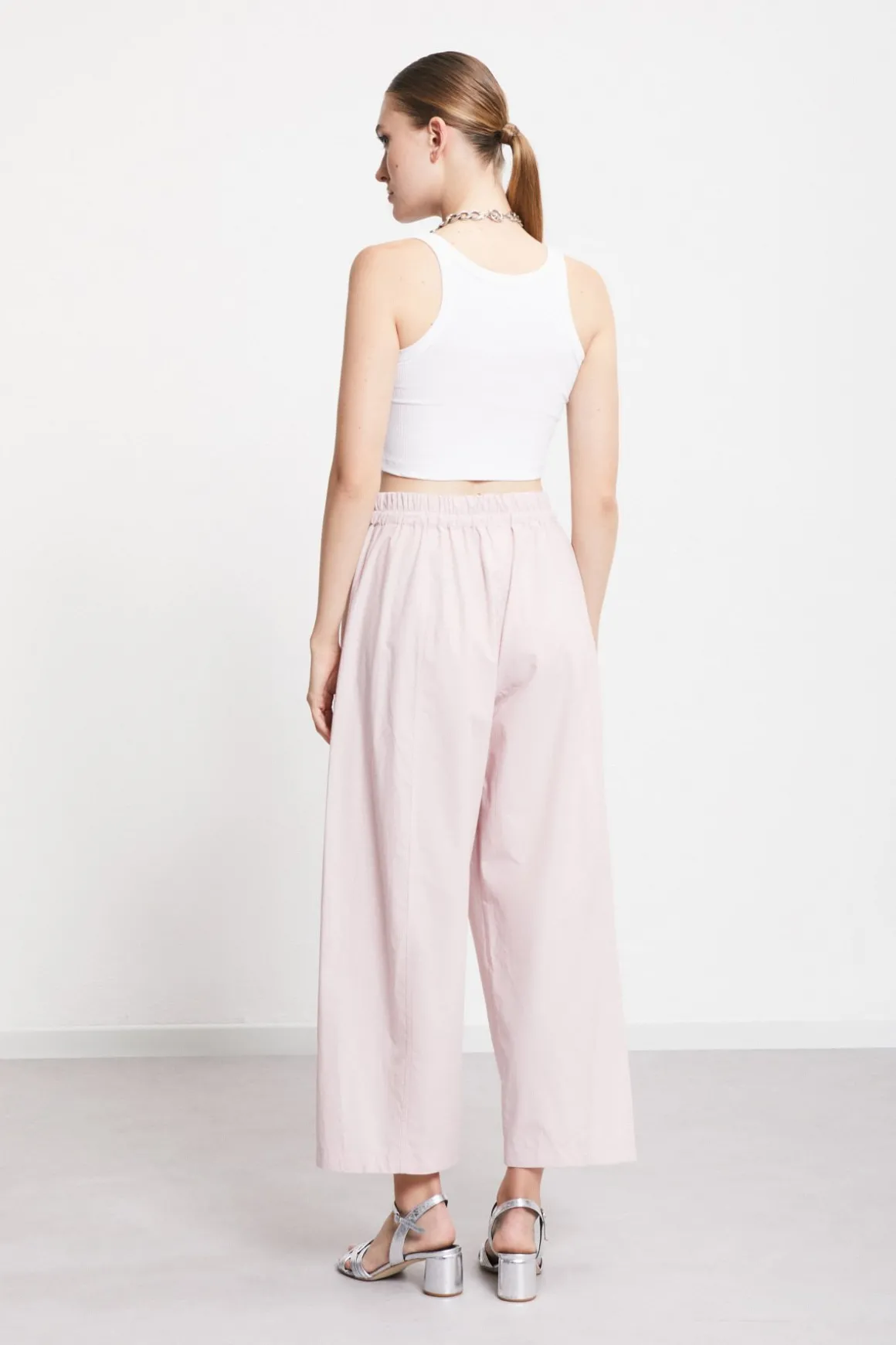 Pantalon cropped en popeline