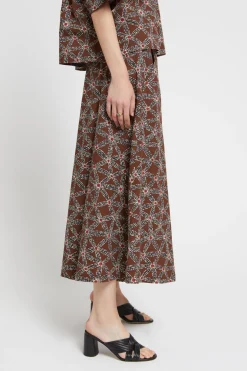 Pantalon culotte en coton imprimé