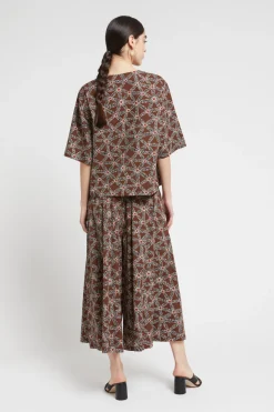 Pantalon culotte en coton imprimé