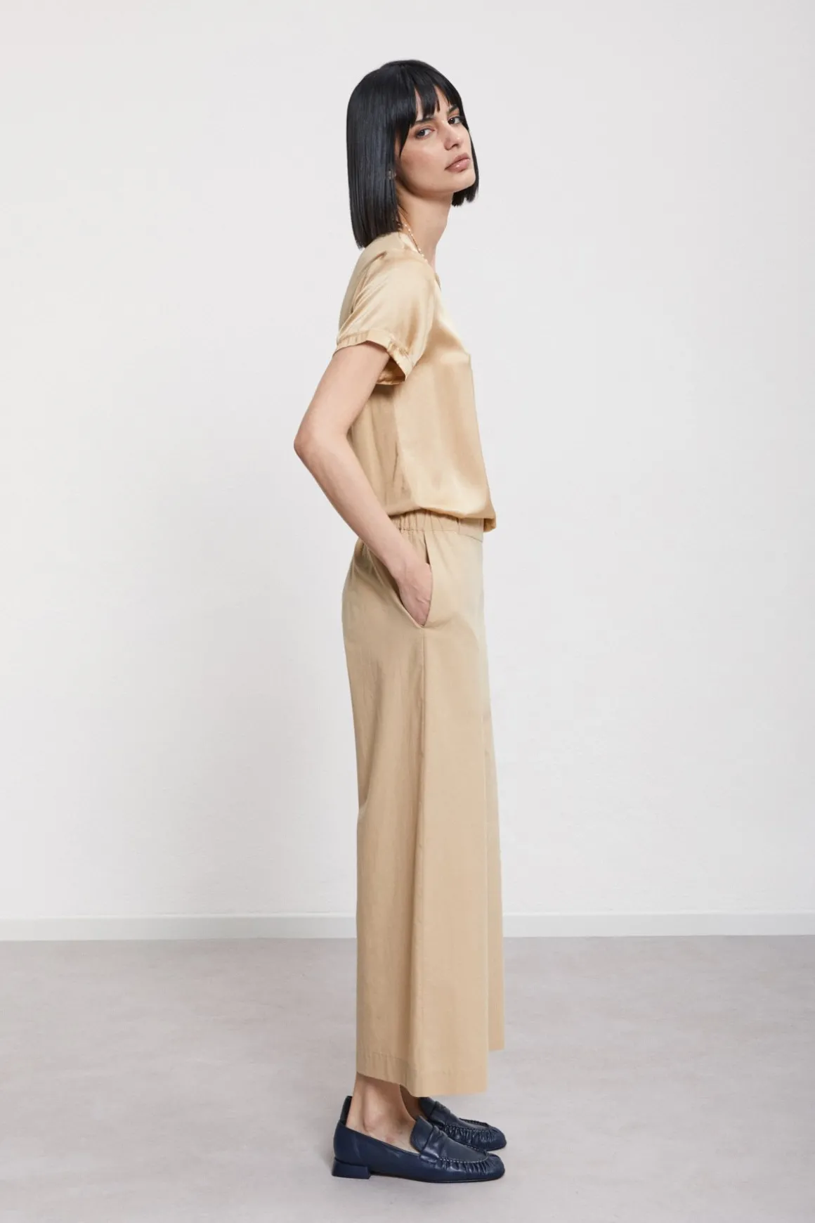 Pantalon culotte en popeline