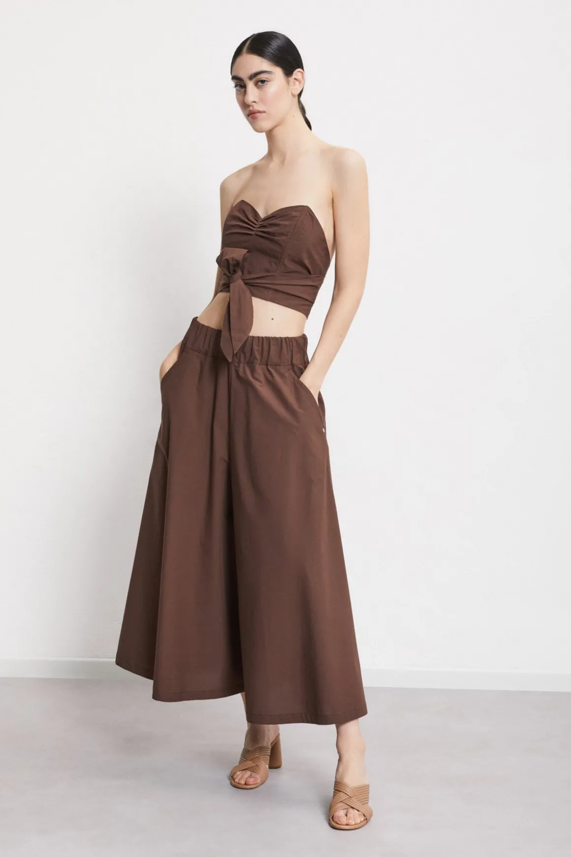 Pantalon culotte en popeline