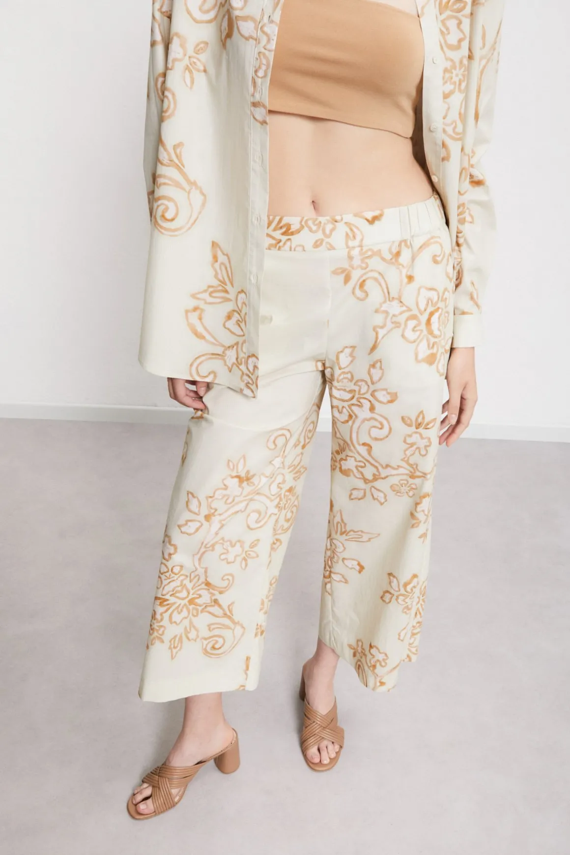 Pantalon culotte en popeline imprimée