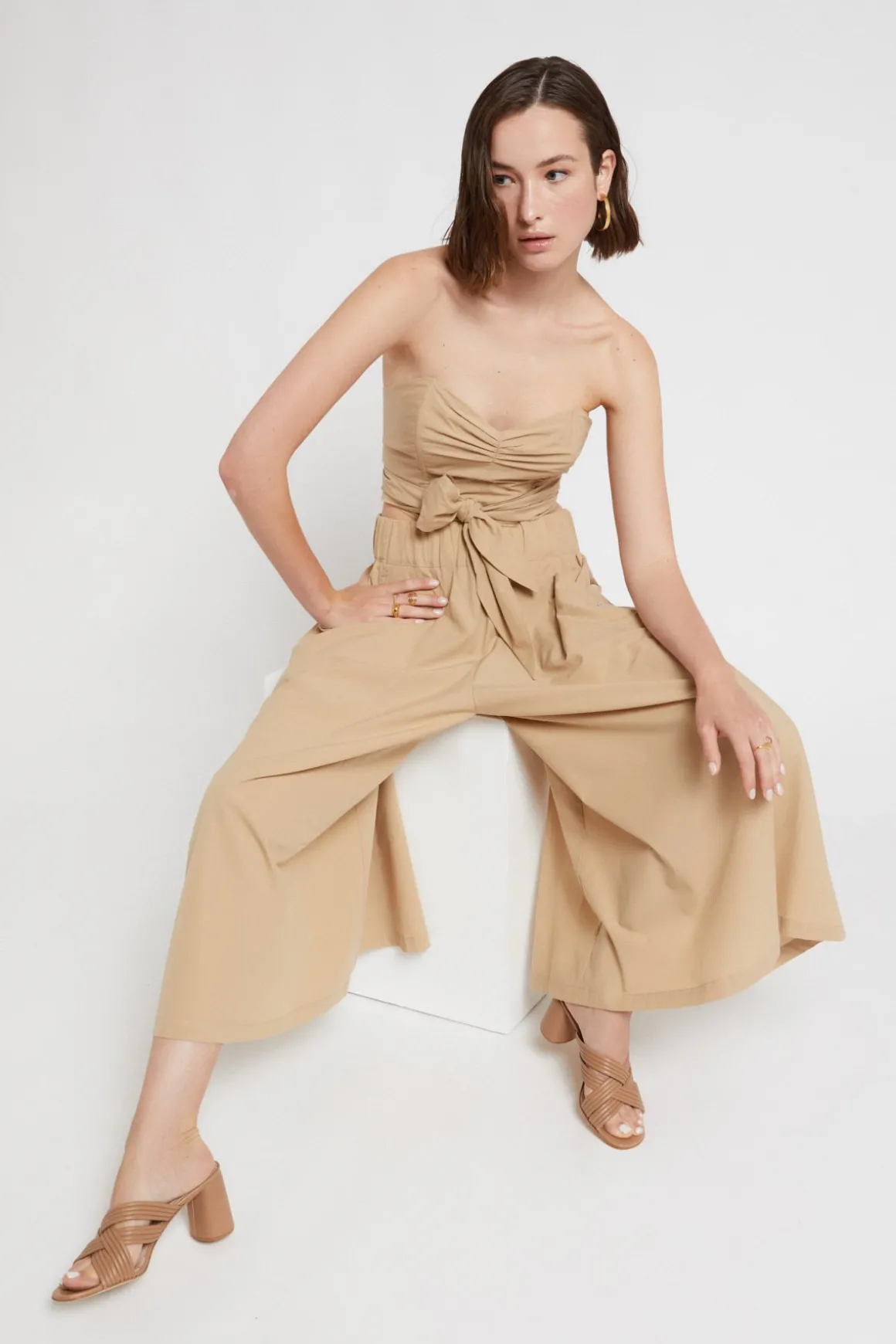 Pantalon culotte en popeline