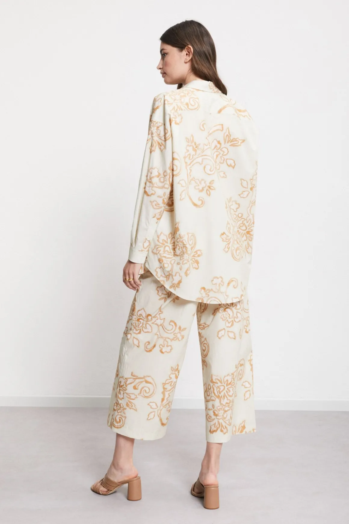 Pantalon culotte en popeline imprimée