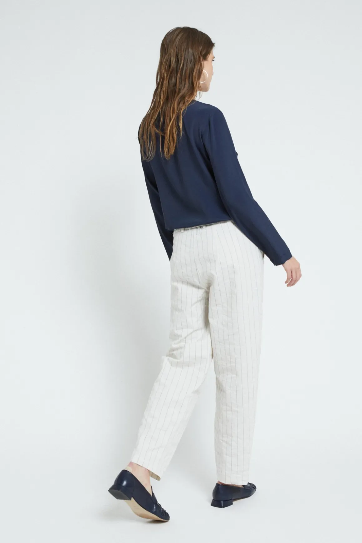 Pantalon en coton froissé