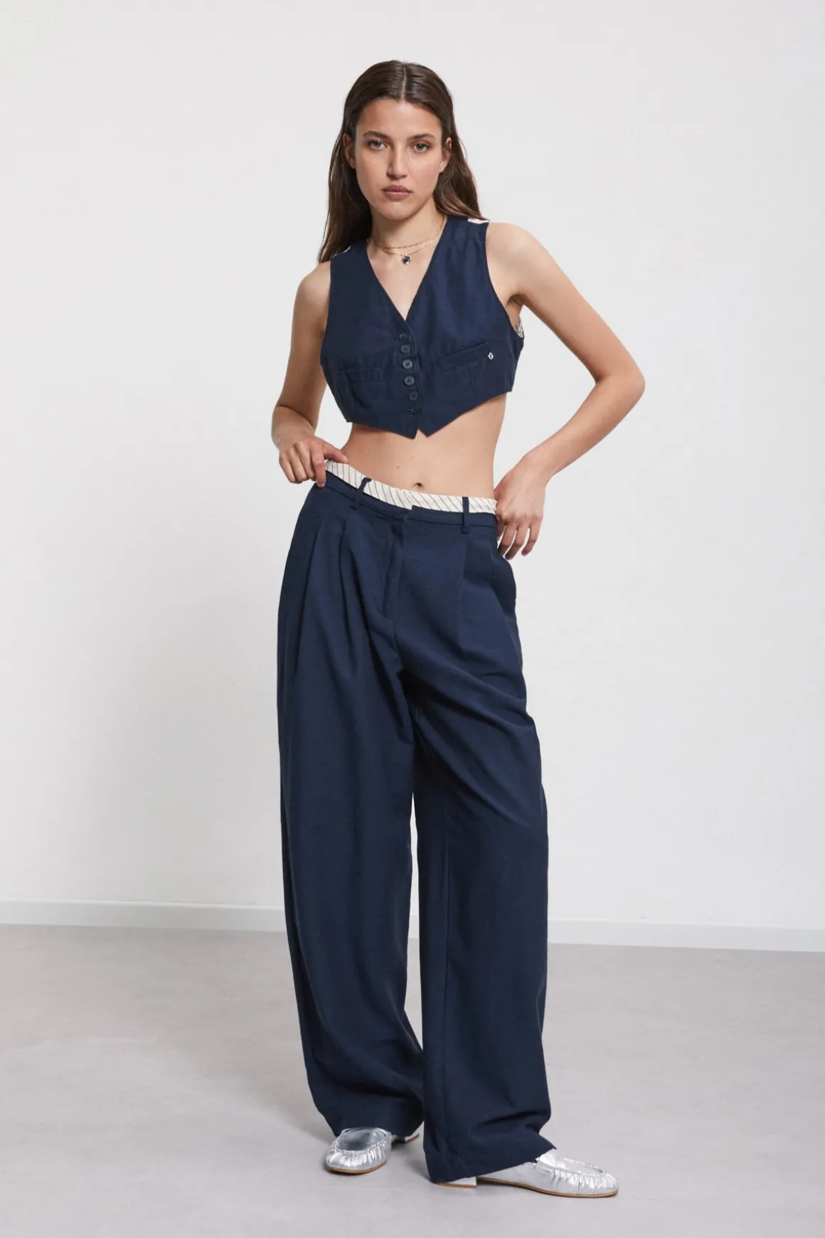 Pantalon en lin double tissu