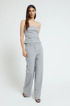 Pantalon jambe droite à rayures