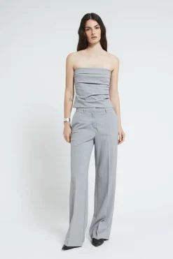 Pantalon jambe droite à rayures