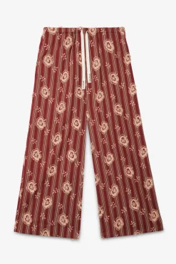 Pantalon large à rayures en mosseline de coton