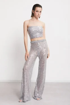 Pantalon large avec pailettes
